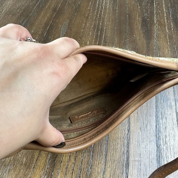 Fossil Woven Colorful Multi-color Straw Handbag Purse Brown Leather Strap *READ - Picture 6 of 9